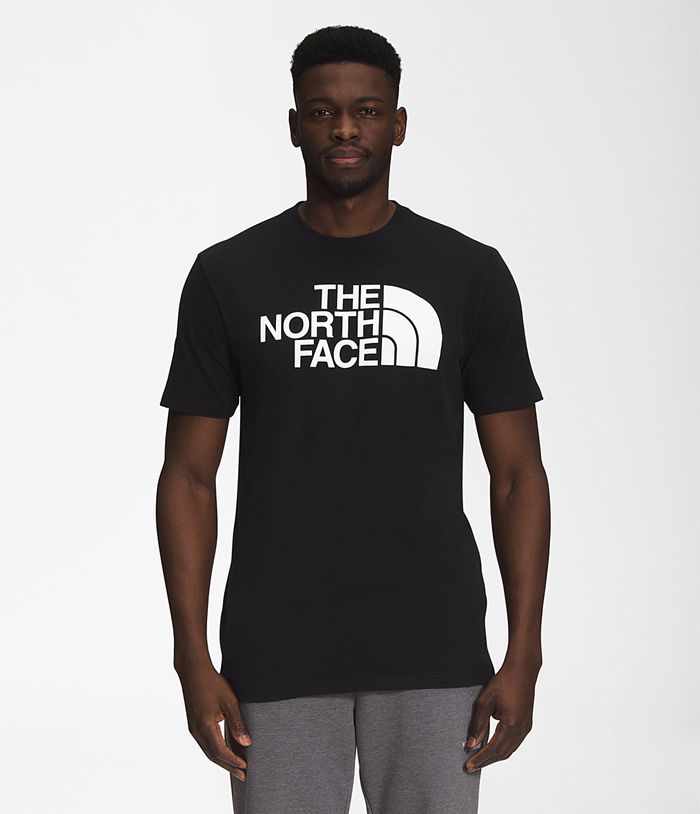 The North Face T Shirts Męska Czarna Krótki Rękaw Pół kopuła - WYIT74561